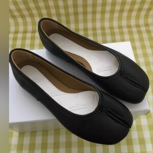 Women Flat Shoes Maison Margiela Tabi Flat Shoes Black Ballet Tabi Shoes Origina